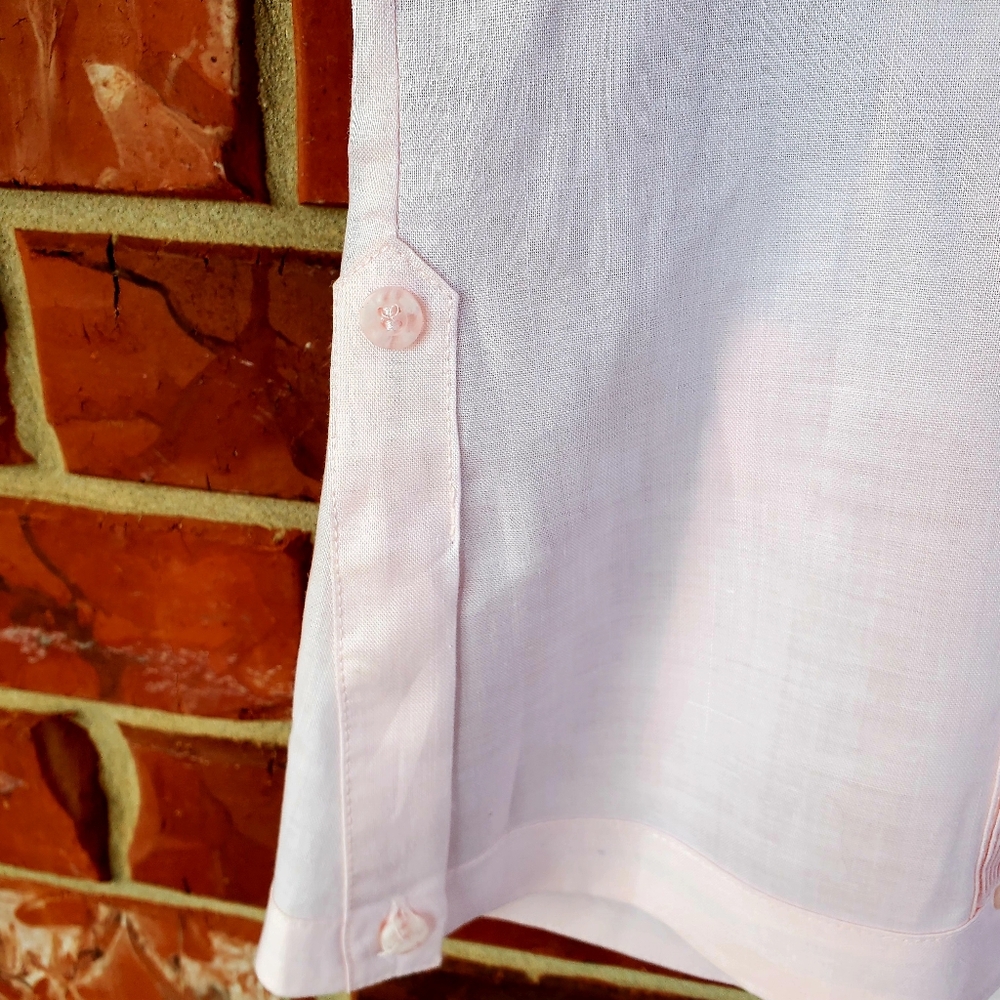 JMP Pale Pink Havana Style 4 Pocket Pintuck Sleeveless Linen Blouse Size XL - Picture 4 of 7